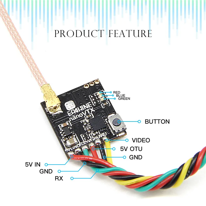 Eachine передатчик FPV VTX 5 8 ГГц 48CH 25/100/200/400 МВт переключаемый Поддержка серверный