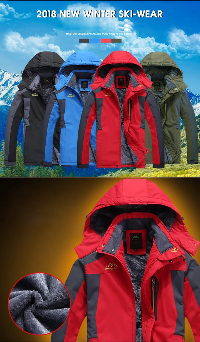 9XL уличные походные куртки для мужчин зимние большие размеры горные путешествия одежда водонепроницаемый треккинг Рыбалка Охота ходьба на лыжах мужские куртки