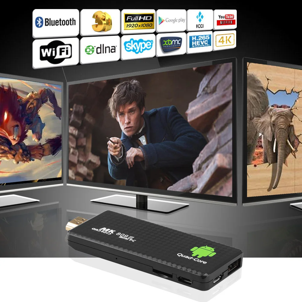 MK809 III Android 5 1 TV Dongle RK3229 четырехъядерный 2 Гб 16 4K 3D AirPlay Miracast DLNA H.265 WiFi умный