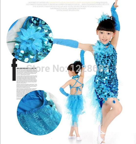 Детское платье для Бальных Танго латиноамериканских танцев с блестками |