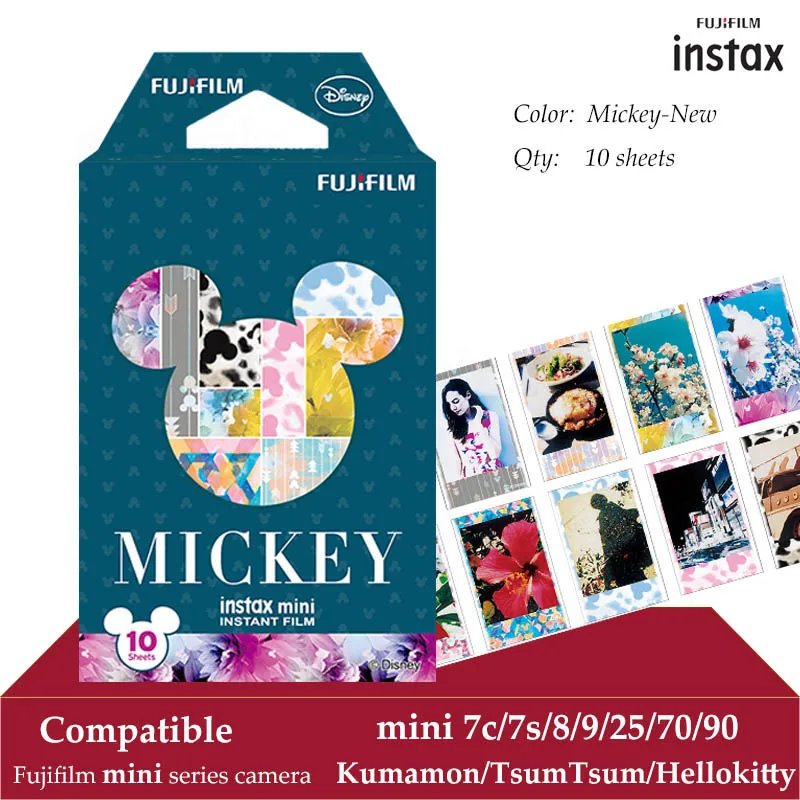 Fujifilm Instax Мини пленка Микки 10 листов для Mini 9 8 + 7 s 70 90 25 мгновенный Polariod камера