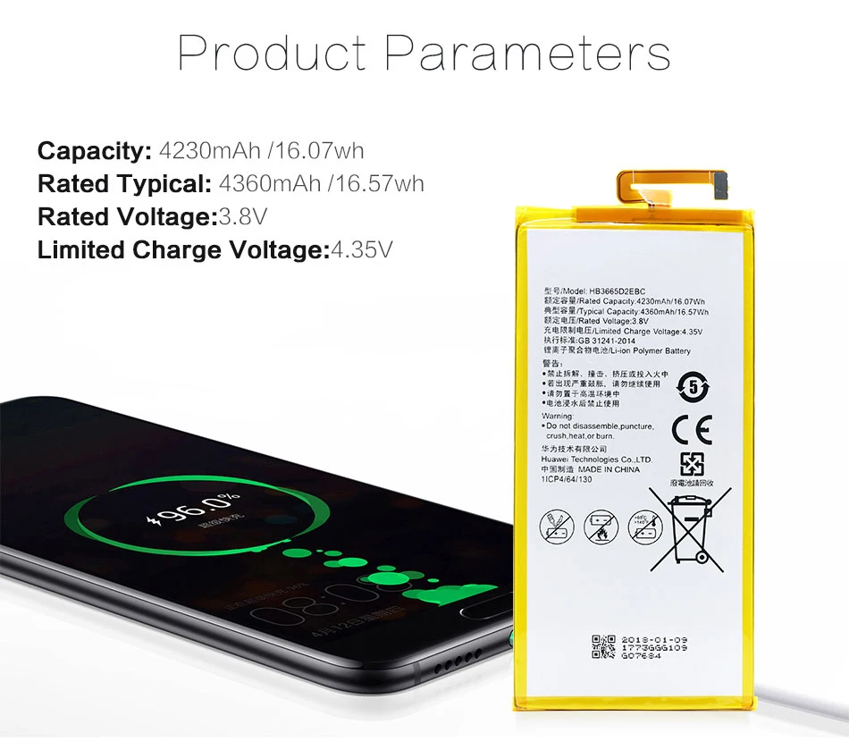 HB3665D2EBC Аккумулятор для huawei P8 MAX 4G W0E13 T40 P8MAX 4230 мАч аккумулятор для телефона