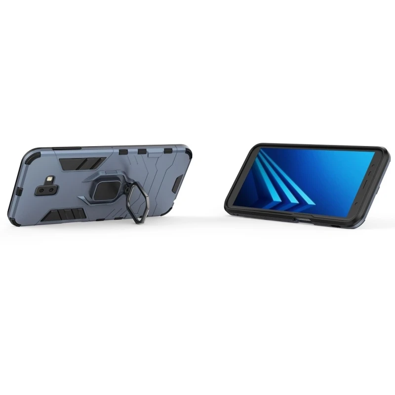 Ударопрочный защитный чехол HAWEEL PC + TPU для Galaxy J6 с магнитным кольцом-держателем |