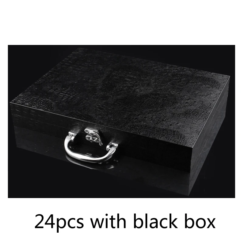 24pcs set black box 24 шт./компл. высокое качество западные столовые приборы костюм Высший сорт посуда из нержавеющей стали 304 вилка и нож, чтобы выбрать - Цвет: 24pcs set black box