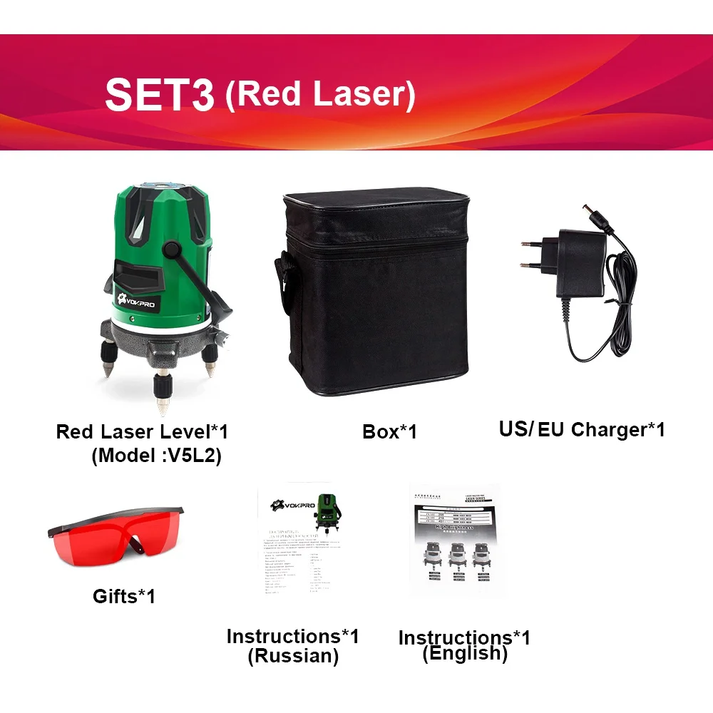 RED LASER 3 V5L2 Лазерный уровень с 5 линиями и 6 точками, 360 Поворотная Красная Зеленая линия, автоматическая самонивелирующаяся наружная, может использоваться приемник, наклонная автоматическая линия - Цвет: RED LASER 3 V5L2