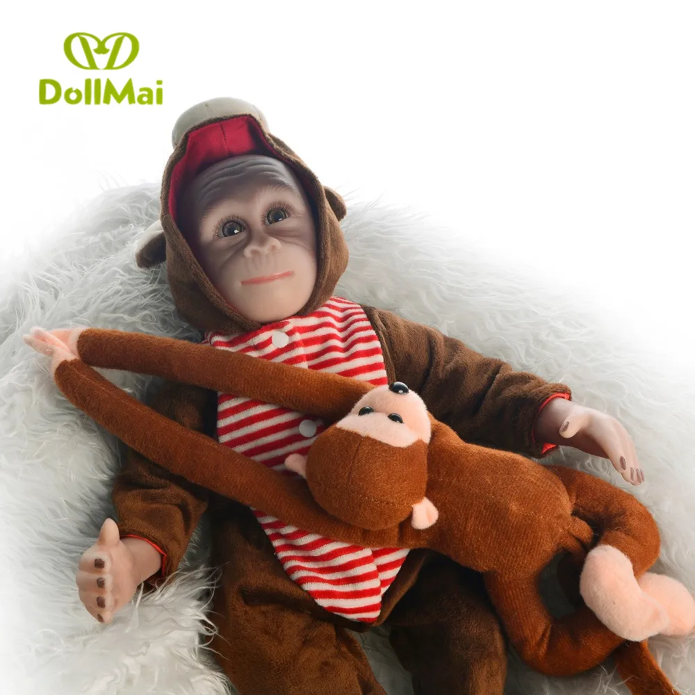 Macaco bonecas reborn 19 &quot46 см мягкие силиконовые куклы для новорожденных игрушки косплея