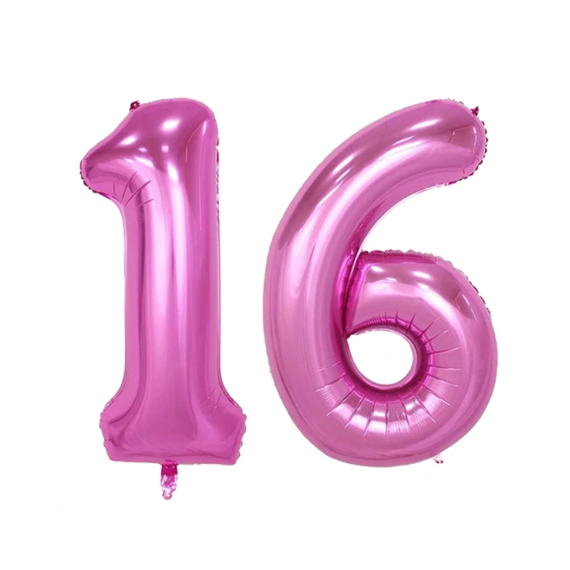 Pink 16 40 дюймов 30/40/50/60 Юбилей алюминиевый Фольга воздушные шары для дня рождения воздушные шары бакалавра вечерние Свадебные украшения поставки - Цвет: Pink 16