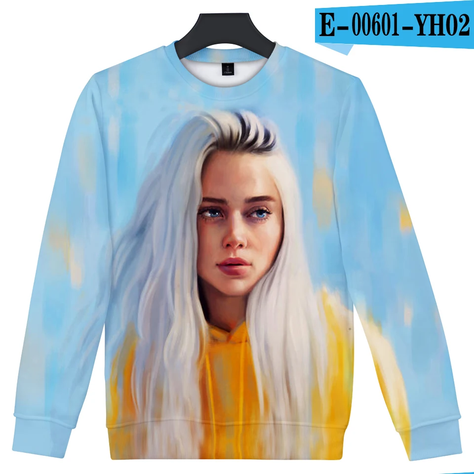 Женская/мужская одежда с 3D принтом Billie Eilish,, повседневные крутые летние толстовки с капюшоном в стиле Харадзюку, топы размера плюс 4XL - Цвет: YH02-1-1