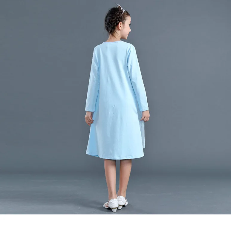 Платье для девочек; Vestidos; платье принцессы Анны и Эльзы с принтом; сезон весна-зима; платья с длинными рукавами для девочек; костюм для маленьких девочек