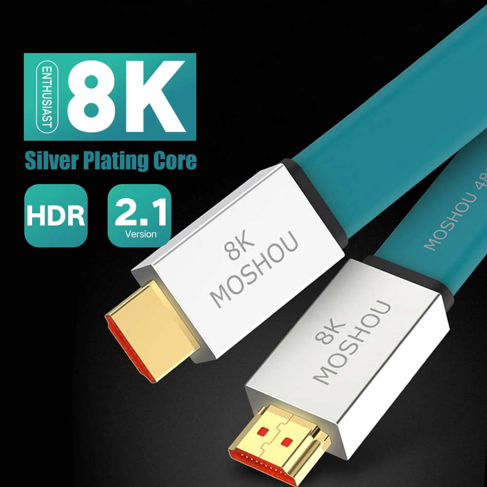 Поддерживающий HDMI кабель 2 1 Ultra-HD(UHD) 8K @ 120Hz MOSHOU 48Gbs Male-Male аудио видео HDMI-совместимый