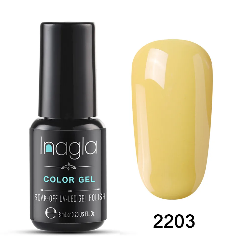 Inagla 8ML Yellow Series Pure Color Gel Nail Polish Long Lasting 20 Colors UV LED Varnish Lacquer Soak Off Enamel | Красота и
