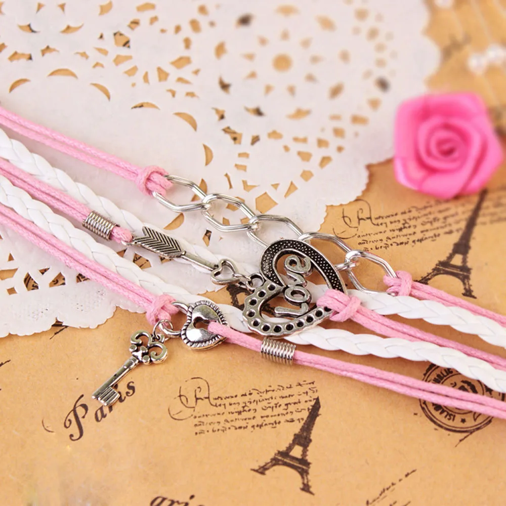 FAMSHIN новинка браслет ручной работы с замком брелоки стрелы амулеты бесконечность