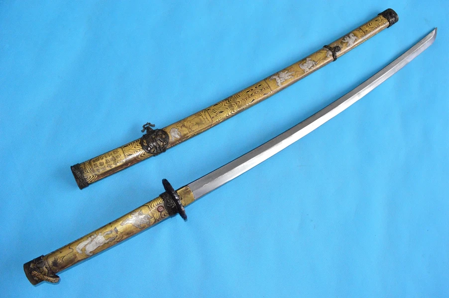 Ручная ковка японский катана самурайский меч складное Лезвие Медный