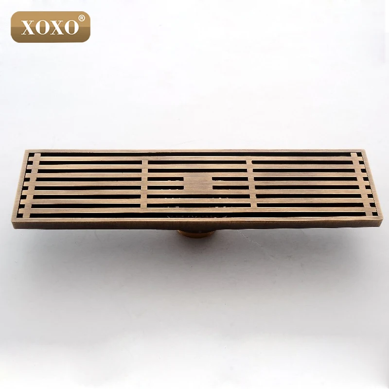 XOXO 8*20 см/8*30 см Европейский Стиль античная латунь ванная комната Линейный душ Трап провода фильтр искусство резная крышка отходов Слив DL33