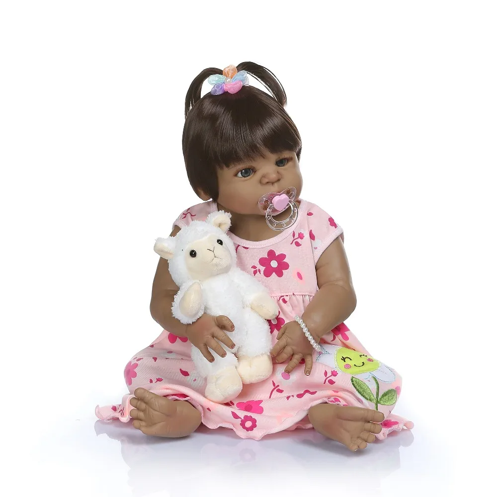 Брюнет девочка NPK 56 см bebe Кукла reborn baby doll афро-американская силиконовая игрушка для ванны