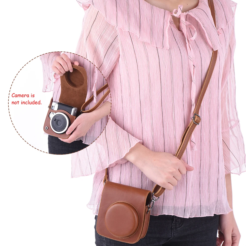 Винтажный чехол из искусственной кожи для камеры защитный с ремешком Fujifilm Instax Mini