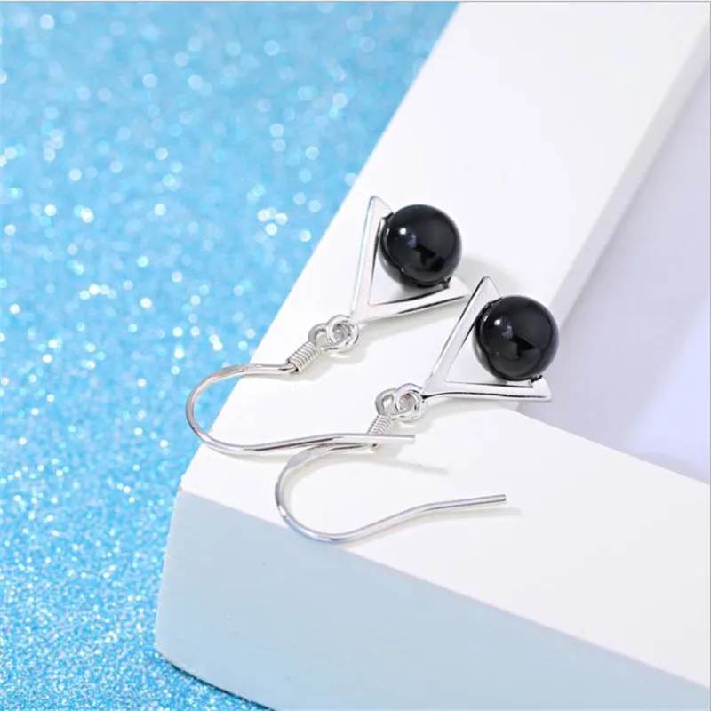 Серьги женские из серебра 925 пробы с черными кристаллами | Украшения и аксессуары