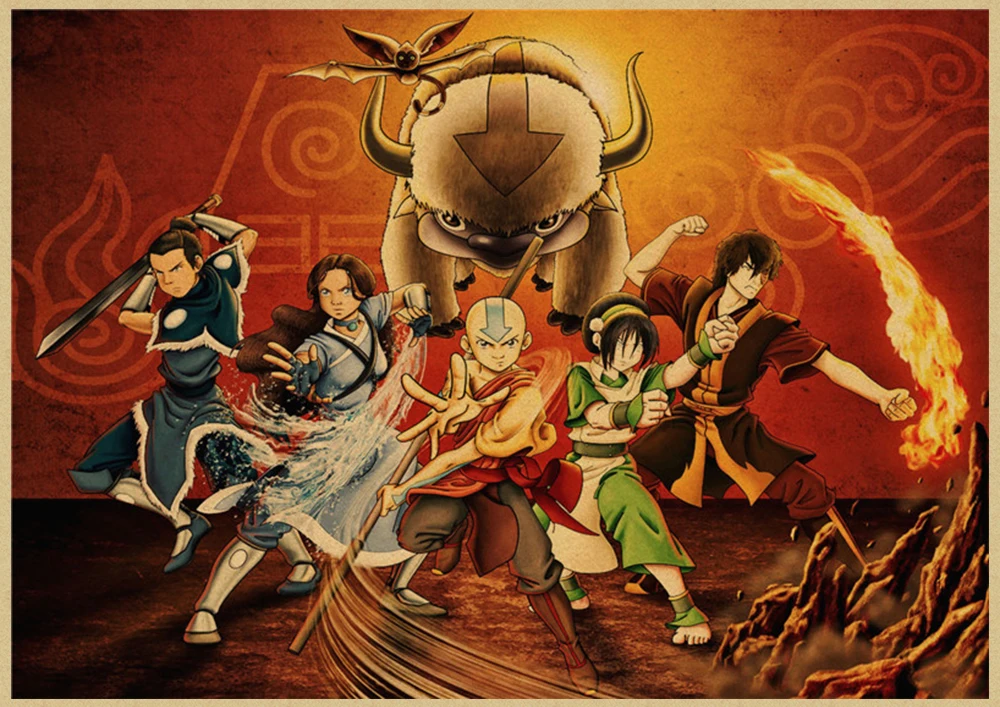 Аватар Последний Airbender Aang Katara мультфильм крафт-плакаты и печать настенная живопись Настенная картина для гостиной домашний декор