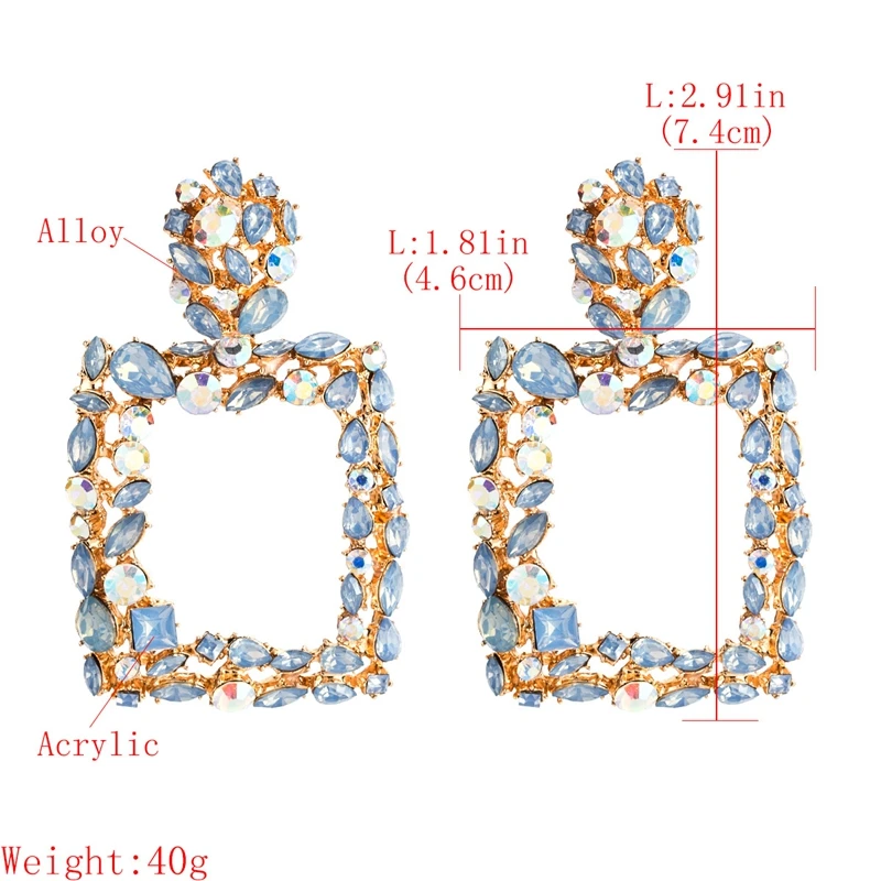 Роскошные модные женские серьги с кристаллами 2018 Подвесные геометрической формы