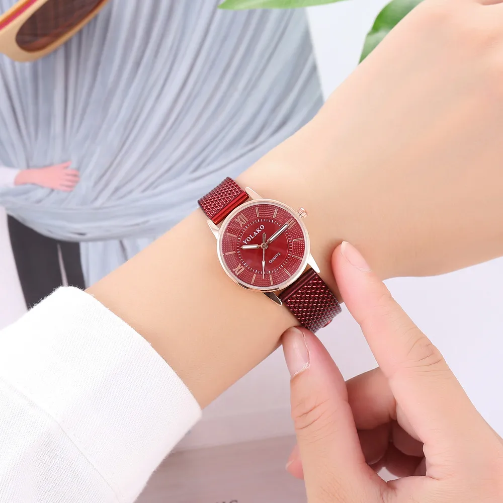 Женские кварцевые часы маленький аналоговый Повседневный ремешок из