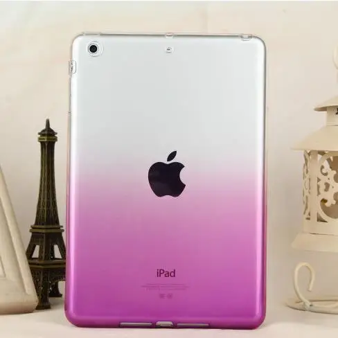Градиентный Прозрачный чехол для iPad Air 2 Чехол конфетного цвета прозрачный силиконовый мягкий чехол тонкий чехол для iPad 6 - Цвет: Purple