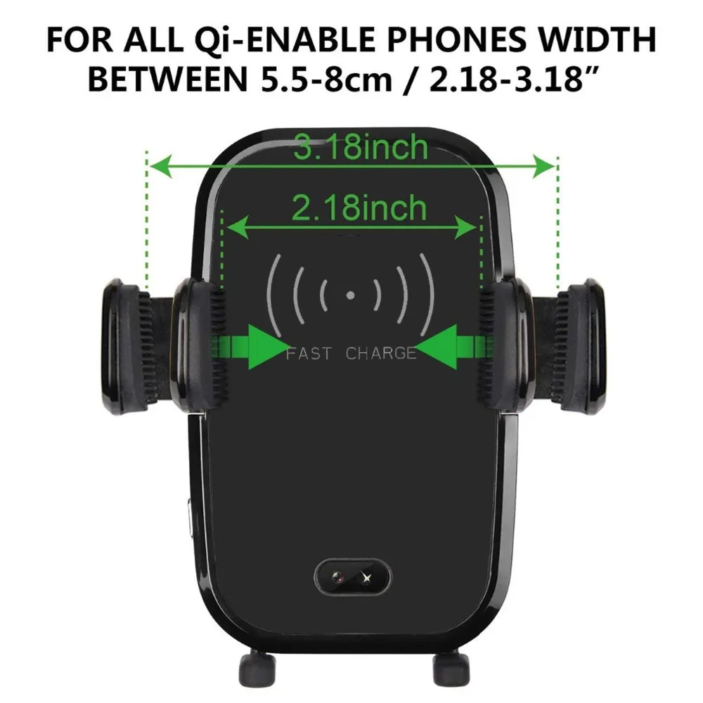Fast Wireless Car Charger Automatic Infrared Sensor Mount Air Vent Phone Holder Cradle for iPhone 8 Plus X Samsung S9 Note 9 | Мобильные