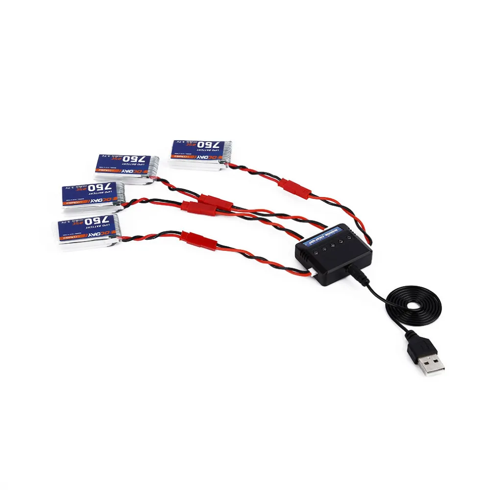 Аккумулятор OCDAY 4 шт. 3 7 В 750 мАч 25C 1S1P 2 78wh + X4 зарядное устройство для MJX X400 X500 X800 X300C |