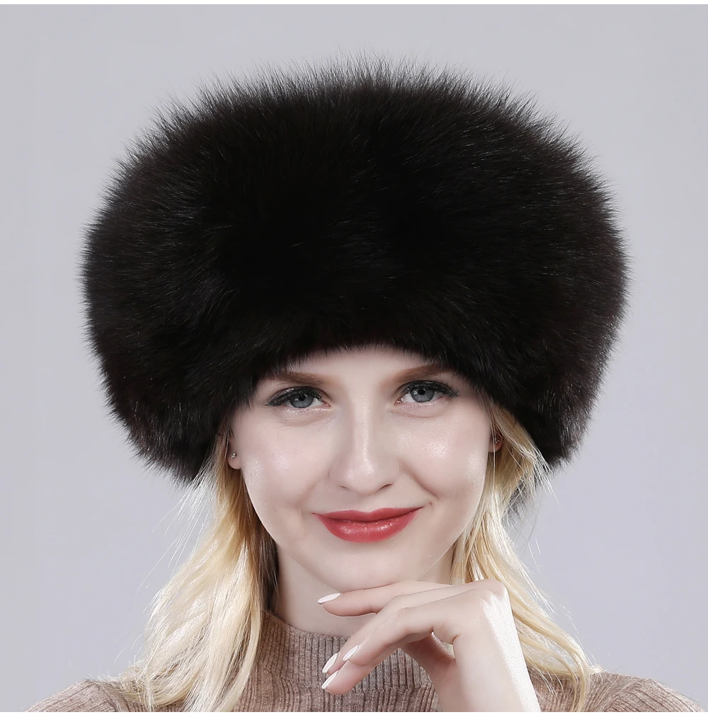 New Style Fashin Girl Genuine Fox Fur Hat Warm Soft Natural Fox Fur Bomber Caps Lady Luxurious Quality Real Fox Fur Hats