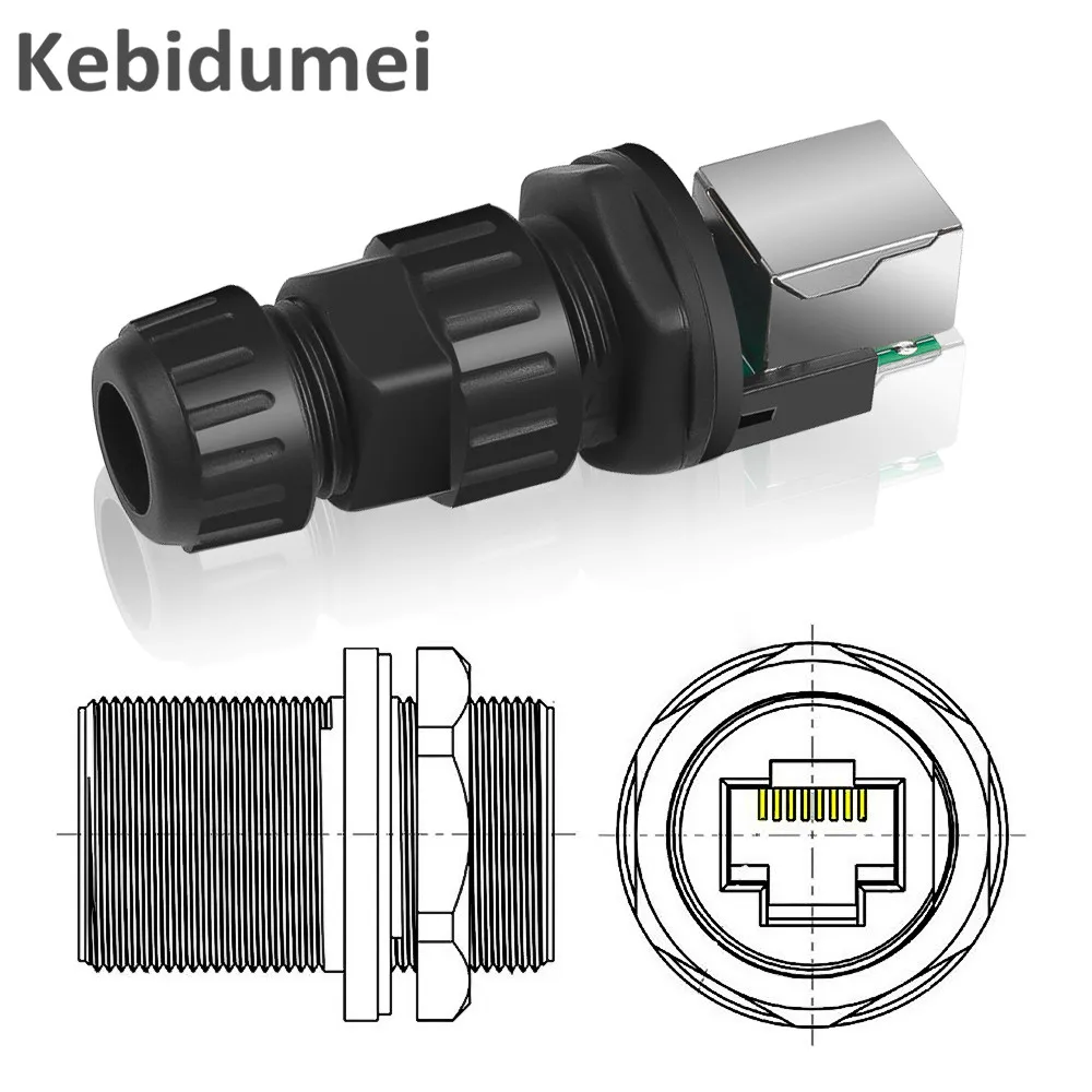 Kebidumei IP68 Водонепроницаемые соединители RJ45 M19 переходник Панельное крепление CAT5