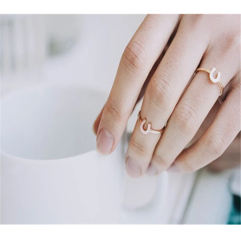 Новые подковообразные кольца Lucky для женщин Простые Модные в форме буквы U
