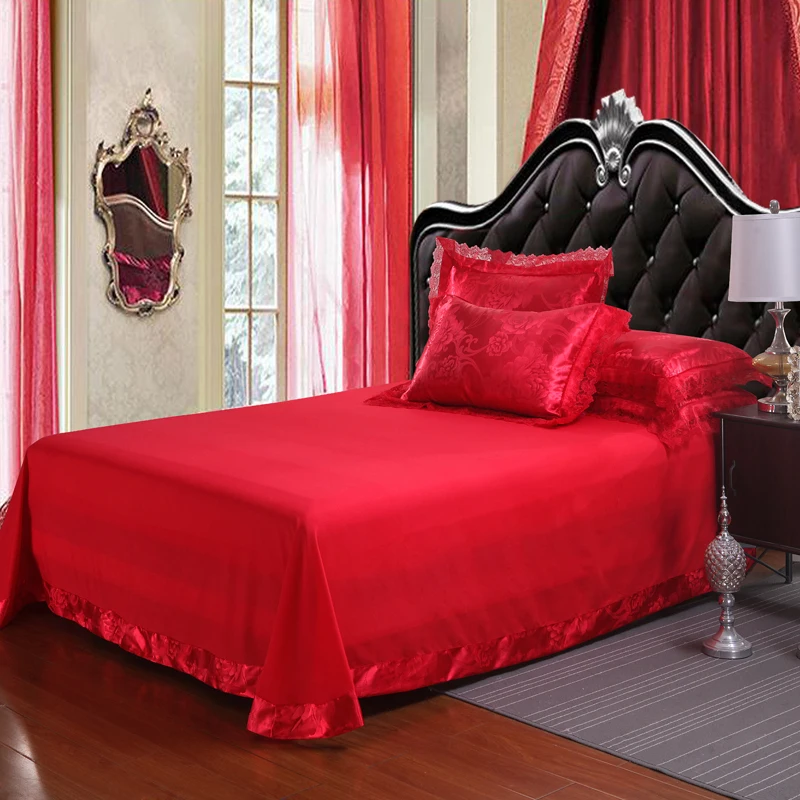 Liv Esthete Европейский роскошный красный сатин жаккардовый Комплект постельного