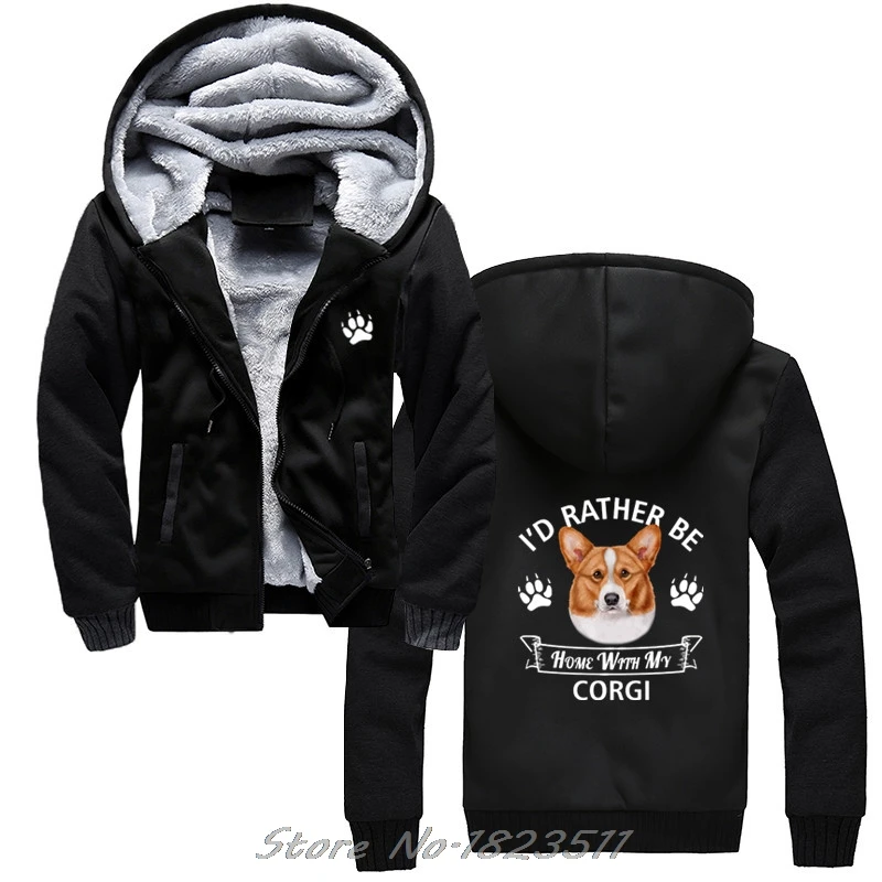 Модная мужская толстовка, плотная толстовка с капюшоном, I'D was Be Home With My Corgi-Dog, Повседневная забавная Толстовка
