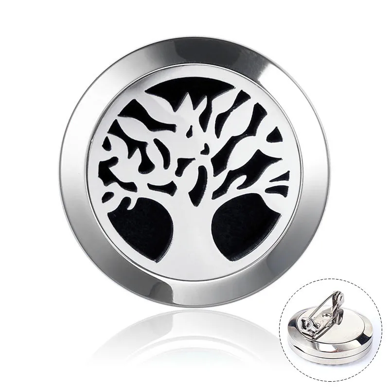 brooch 17 Дерево жизни эфирное масло диффузор Броши Кристалл ароматерапия диффузор нержавеющая сталь магнитный Медальон цветочный ароматизатор брошь - Окраска металла: brooch 17