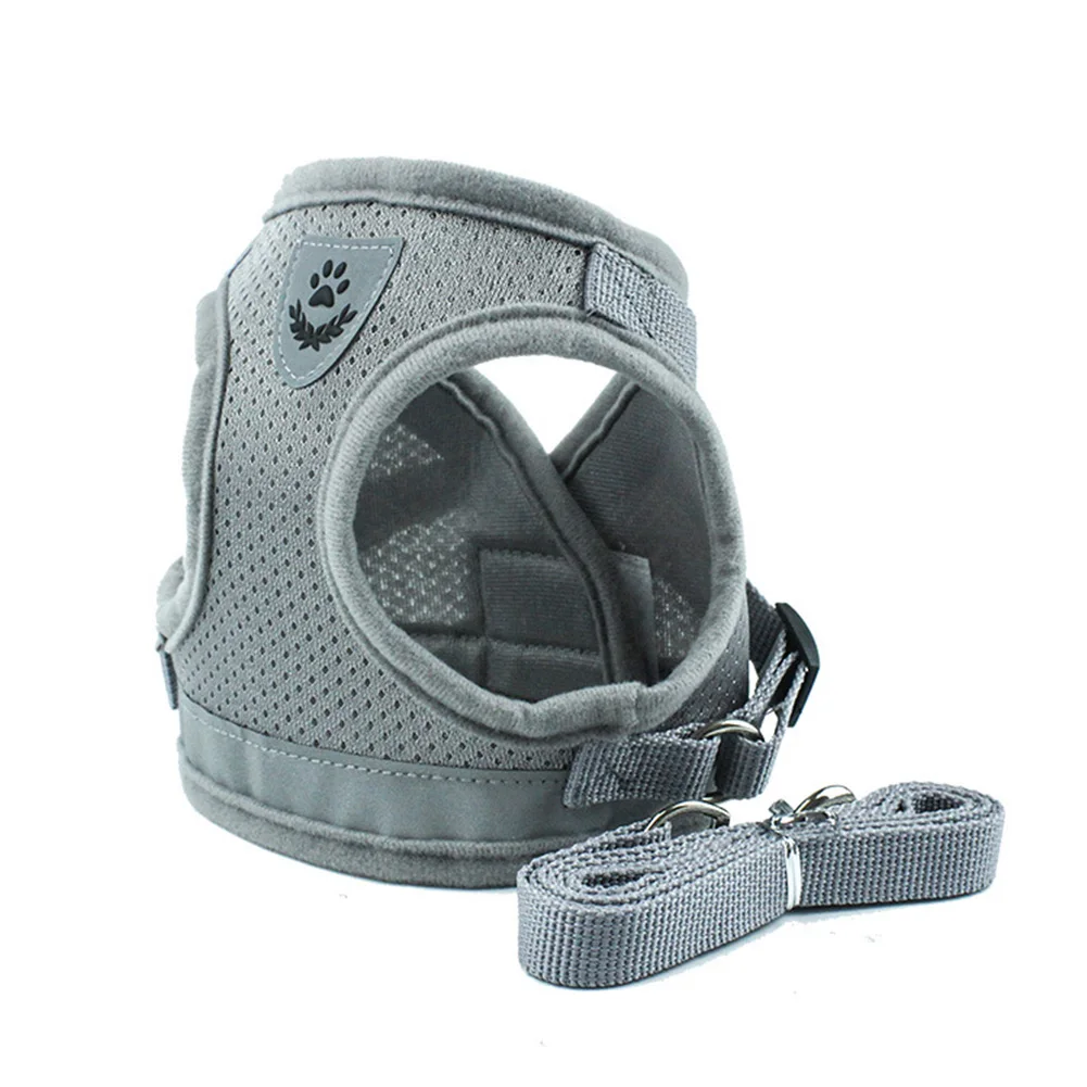 silver gray Ошейники, безопасный поводок для щенков, куртка для домашних животных, светоотражающая полосатая одежда для кошек, регулируемый поводок для собак, жилет для прогулок - Цвет: silver gray