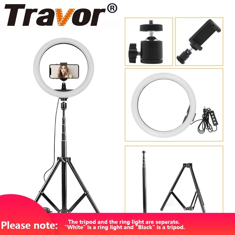 Светодиодный кольцевой светильник Travor 12 дюймов USB 160 светодиодный s диммируемая