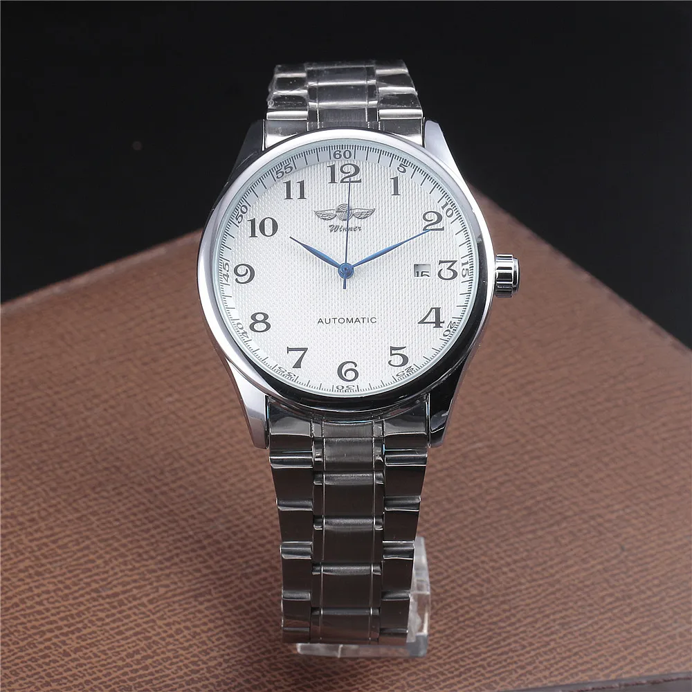Автоматические Мужские часы WINNER деловые классические из нержавеющей стали с