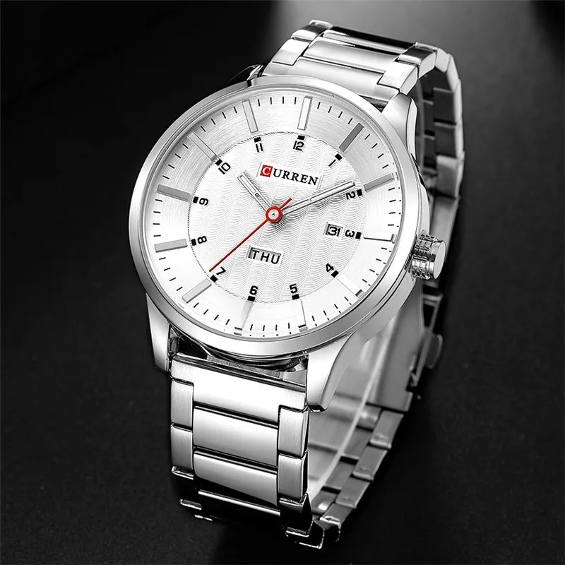 CURREN 8316 новые мужские модные брендовые водонепроницаемые спортивные кварцевые часы со стальным ремешком и календарем Мужские часы из нержавеющей стали