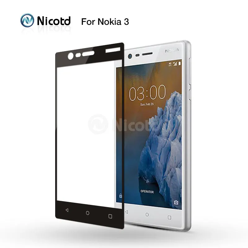 Nicotd For Nokia 3 Full cover 2.5D Explosion Proof Tempered Glass for nokia three screen protector toughened protective film
