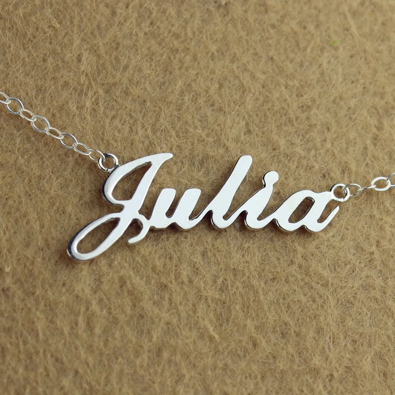 Женский именной браслет под заказ ожерелье персонализированное Серебро 925 JULIA Стиль имя ожерелье s ювелирные изделия в стиле минимализма Collier Femme