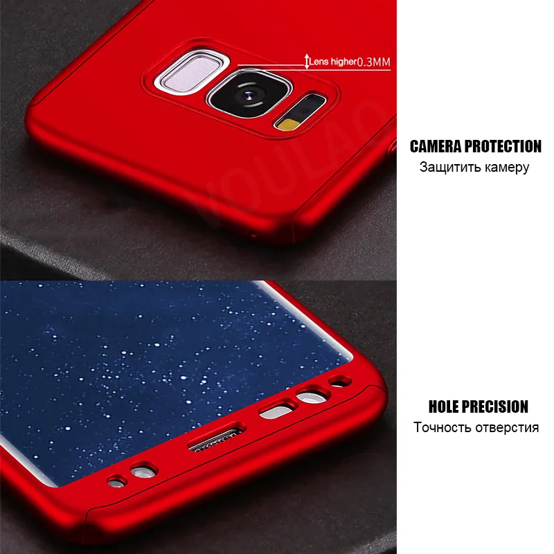 360 полная защита чехол для Samsung Galaxy S10 S9 S8 Plus Note 9 8 S7 Жесткий ПК iPhone XS Max XR X 7 6 6S +
