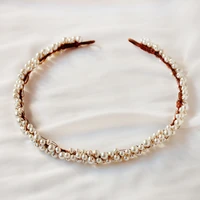 2020 aaa handmade simulated pearls flower crown hair garland head wreath elegant stylish chic showy tiara headband