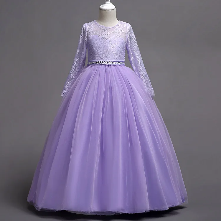 2020 Kids Dresses For Girls New Fashion Dress White Long Sleeves Lace Princess Children Baby Girl Clothes | Детская одежда и обувь
