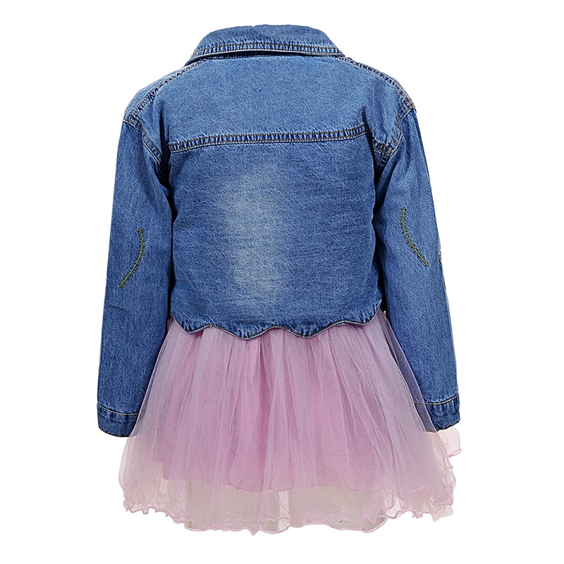 GLO-STORY Baby Girls 2018 Spring Denim Jacket with Pink Dress Sets Kids Girl Floral Fashion Suits Children Clothes Wholesale | Детская