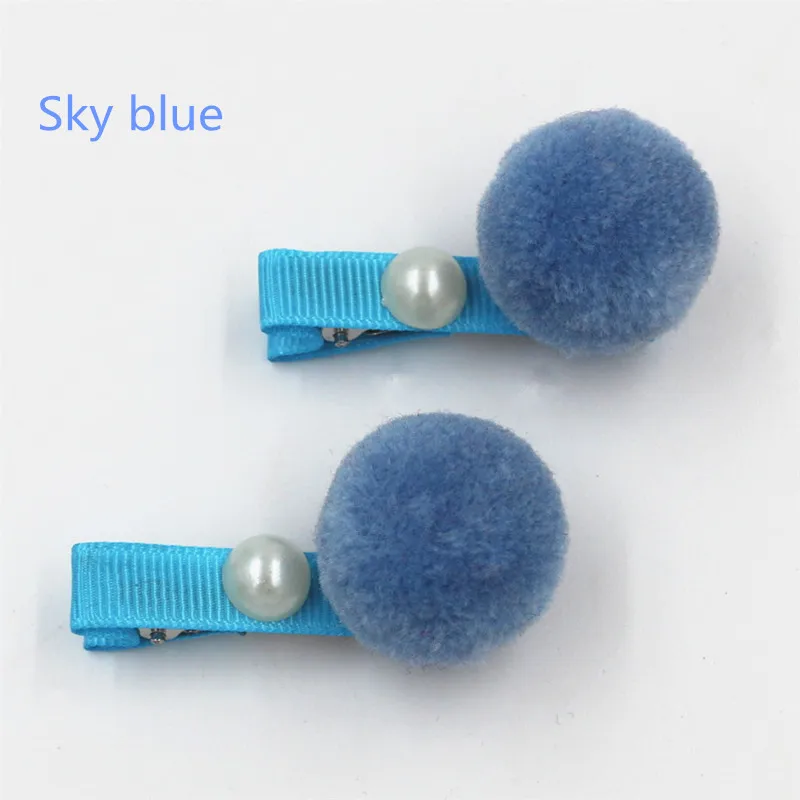 2 шт./лот заколки для волос с бусинами из меха конфетного цвета детские жемчугом