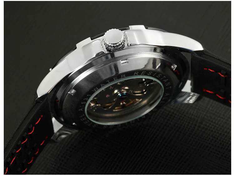 Новые модные мужские силиконовые спортивные часы WINNER механические наручные с