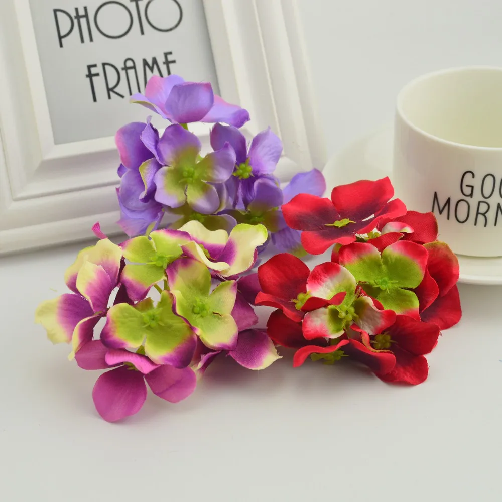 10Pcs Silk Hydrangea Door Lintel Artificial Flowers for Needlework Home Wedding Car Accessories Party Decoration Fake Rose Petal | Дом и сад