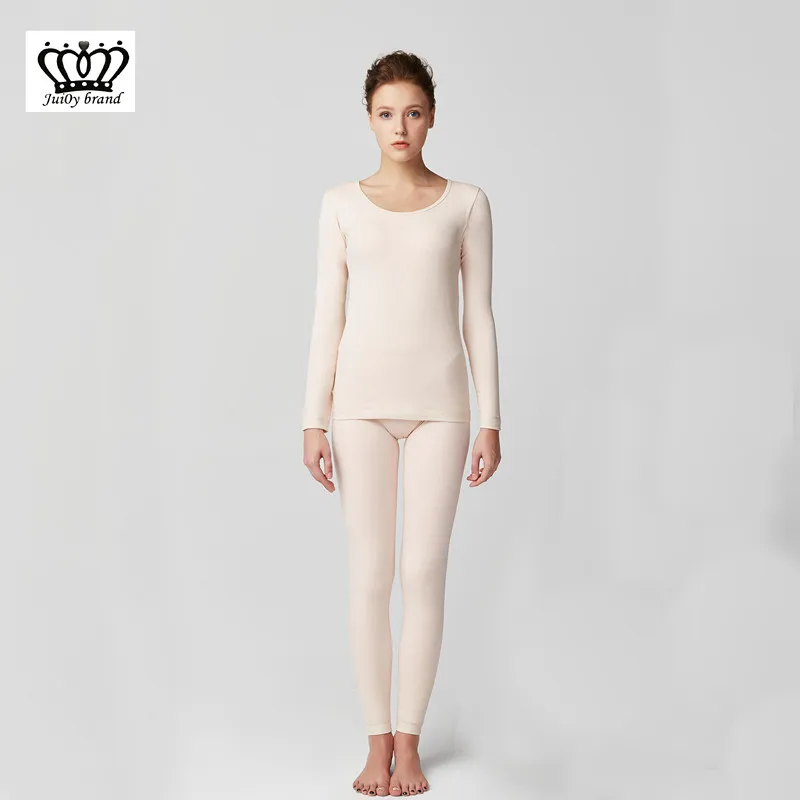 2021 winter / Fall Women's Brand Thermal underwear plus velvet pink Women Track Suit And Pants fat sister |