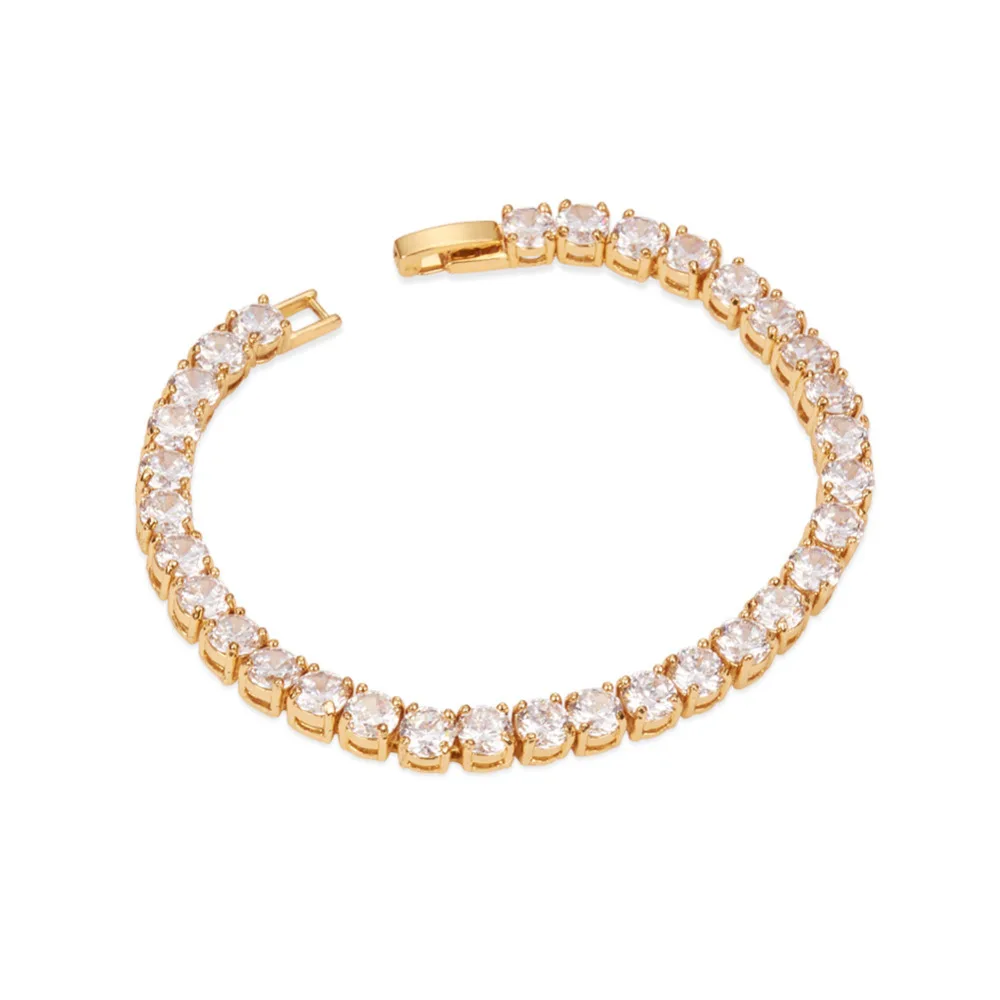 Простая Мода AAA циркон 24K Теннисный браслет для женщин Pulseira классические