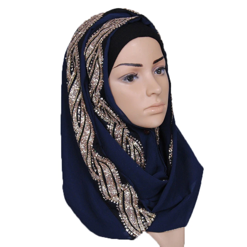 1 шт. Женская однотонная блестящая шифоновая Роскошная шаль глушитель повязка