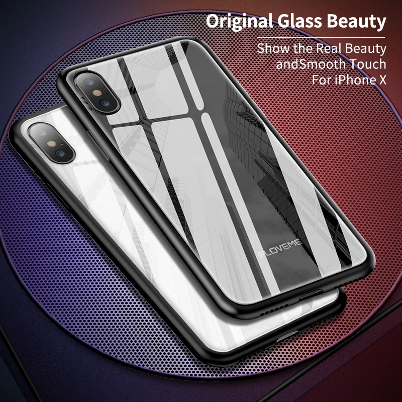 FLOVEME красный закаленный Прозрачный чехол для телефона iPhone X 7 8 Plus 6 6s стеклянная